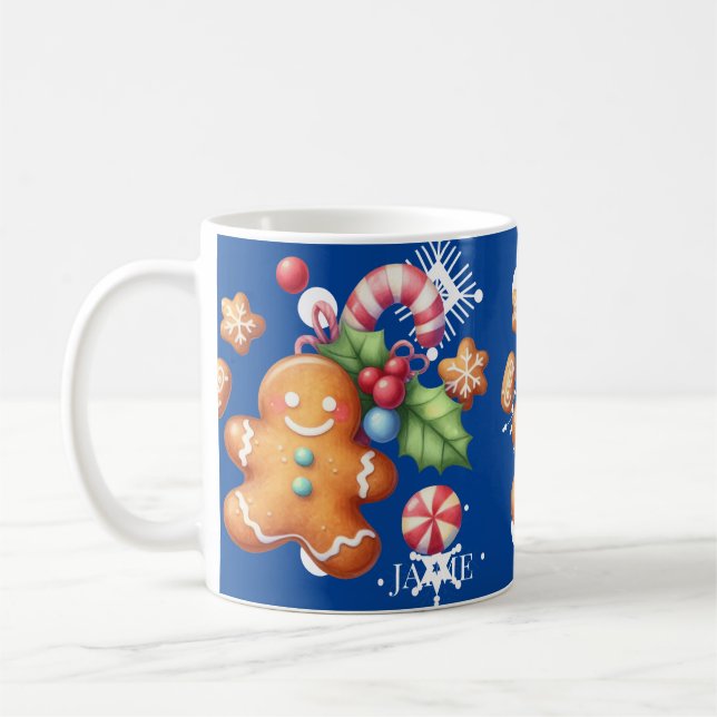 Mug Pain d'épice Noël Menthe Bleue Nom Neige (Gauche)
