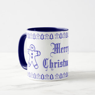Mug Pain d'épices bleu et blanc Homme sapin de Noël