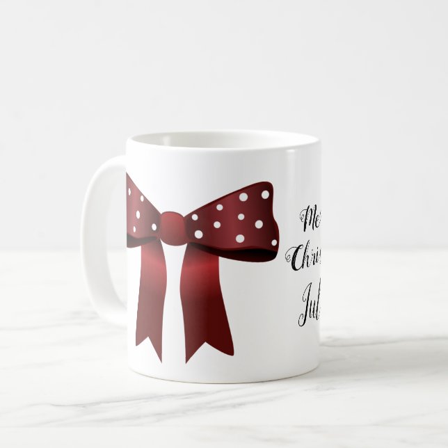 Mug Pain d'épices Chic Elegant Bow rouge et points bla (Devant gauche)