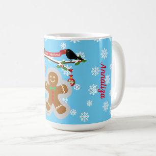 Mug Pain d'épices, flocons de neige et oiseaux Ajout