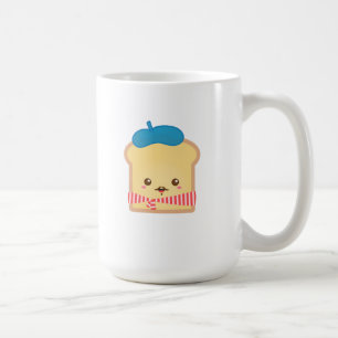 Mug pain grillé français mignon avec le casquette bl