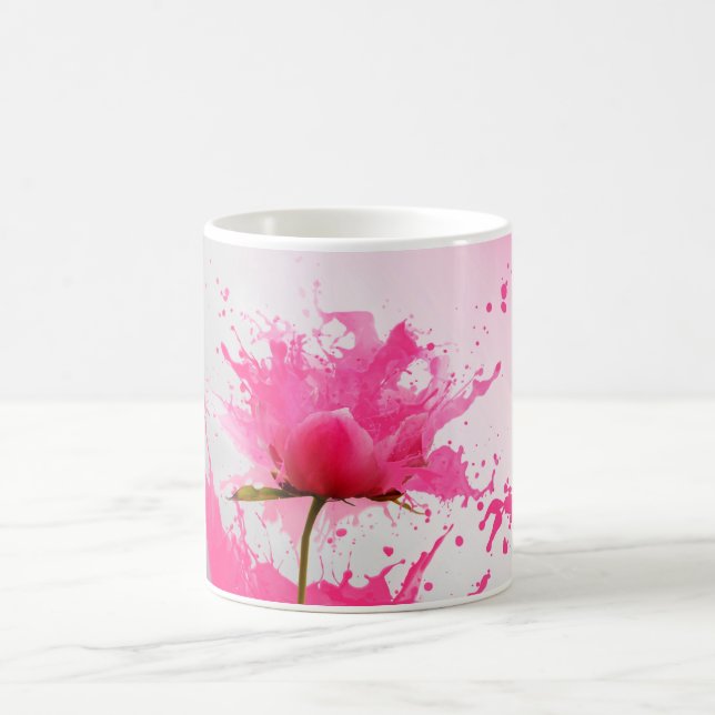 Mug Paint Splatter Abstrait Fleur Rose (Centre)