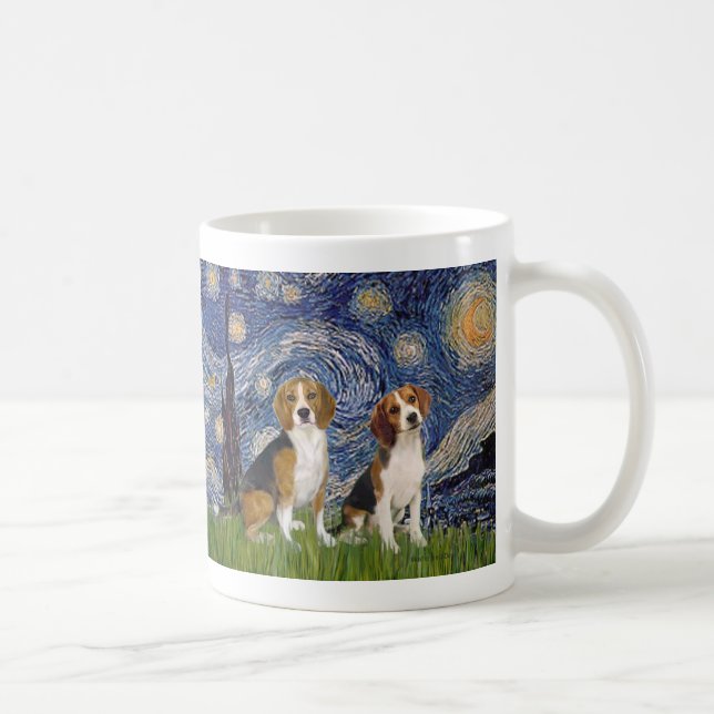 Mug Paire beagle - Nuit étoilée (Droite)