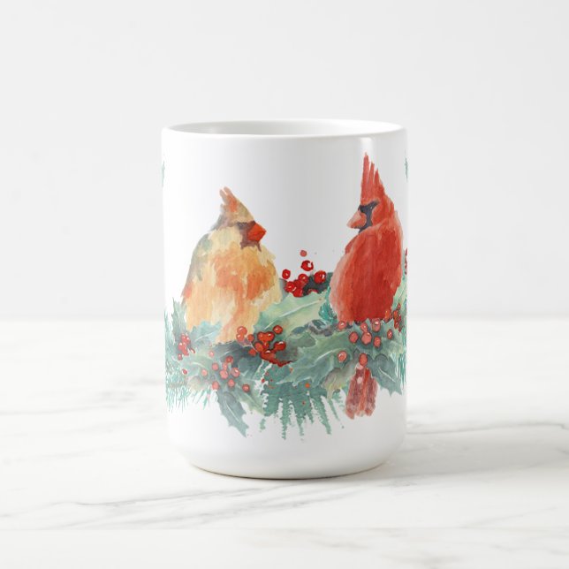 Mug Paire cardinale d'hiver avec Holly (Centre)