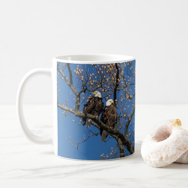 Mug Paire d'aigle à tête blanche (Avec donut)