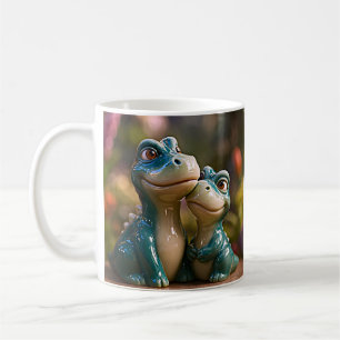 Mug Paire de dinosaures bleus affectueux