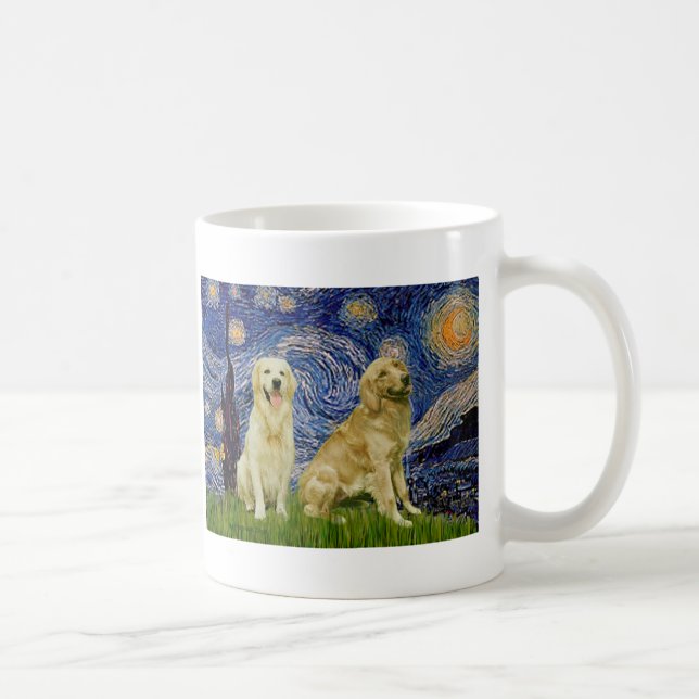 Mug Paire de Golden Retriever 3 - Nuit étoilée (Droite)