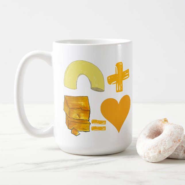 Mug Paire de nourriture classique Macaroni + Fromage = (Avec donut)