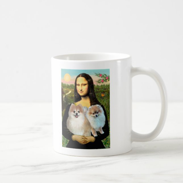 Mug Paire de Pomeranians 3 - Mona Lisa (Droite)