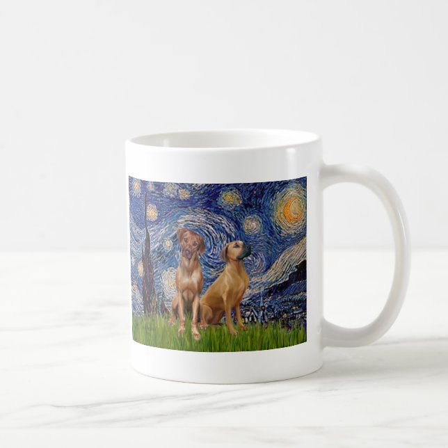 Mug Paire de Ridgeback Rhodésiens - Nuit étoilée (Droite)