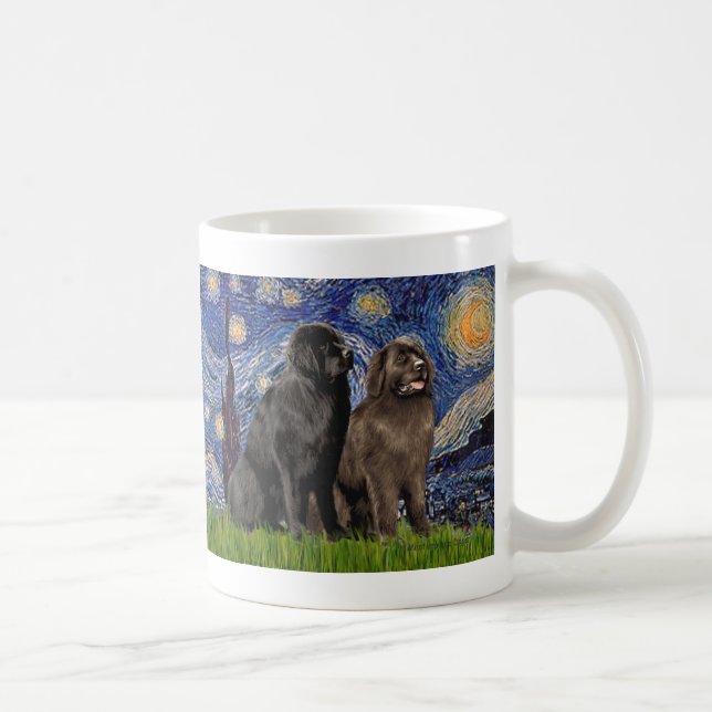 Mug Paire de Terre-Neuve - Nuit étoilée (Droite)