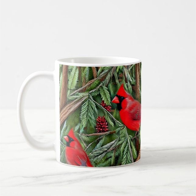 Mug Paire des Cardinaux rouges sauvages majestueux (Gauche)
