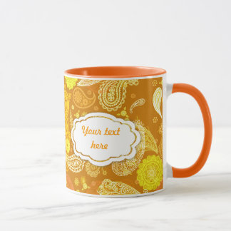Mug Paisley ensoleillé jaune-orange personnalisable