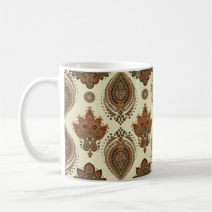 Mug Paisley floral, motif vintage textile asiatique.