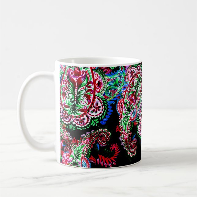 Mug Paisley Floral Pattern, Ethnic Arrière - plan. (Gauche)