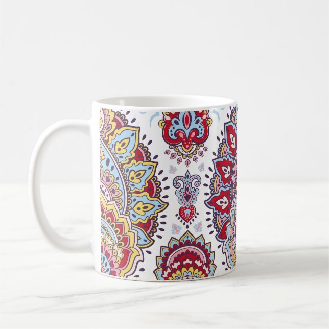 Mug Paisley indien floral, médaillon ethnique. (Gauche)