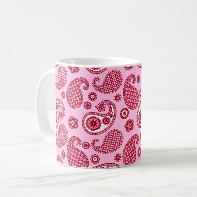 Mug Paisley Motif, Pepperment rose et blanc (Devant gauche)