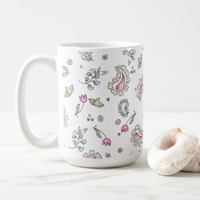 Mug Paisley Obsession Rose et Musique verte (Avec donut)