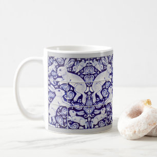 Mug Paisley Rabbit Carreaux en céramique Motif Bleu e