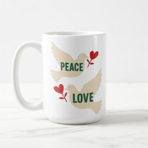 Mug Paix & Amour Art de la colombe vintage avec motif
