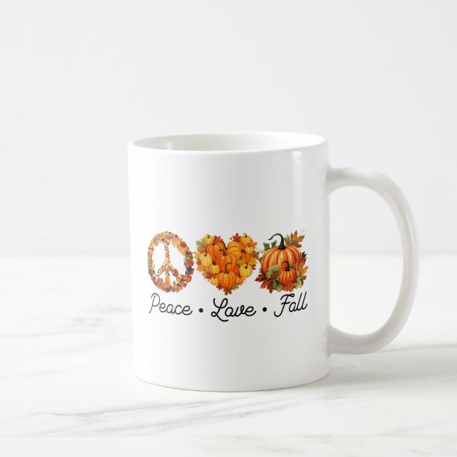 Mug Paix, amour, automne - Citrouilles (Droite)