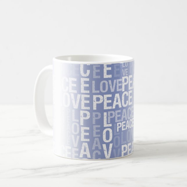 Mug Paix Amour Blanc Violet (Devant gauche)
