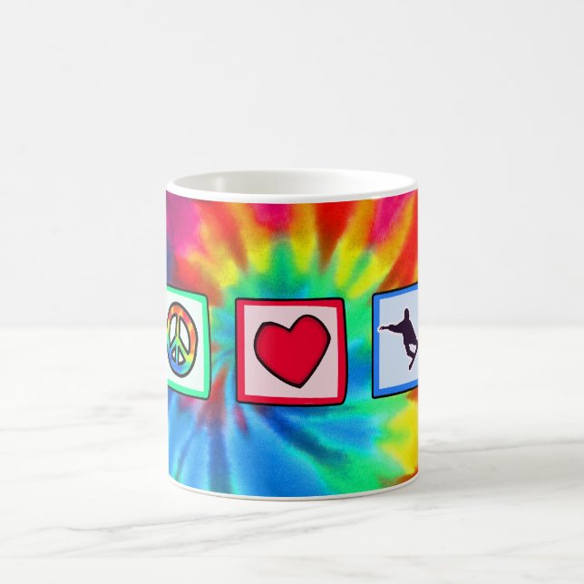 Mug Paix, amour, faisant du surf des neiges (Centre)