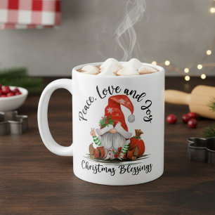 Mug Paix, Amour & Joie, Blessures de Noël Gnome mignon