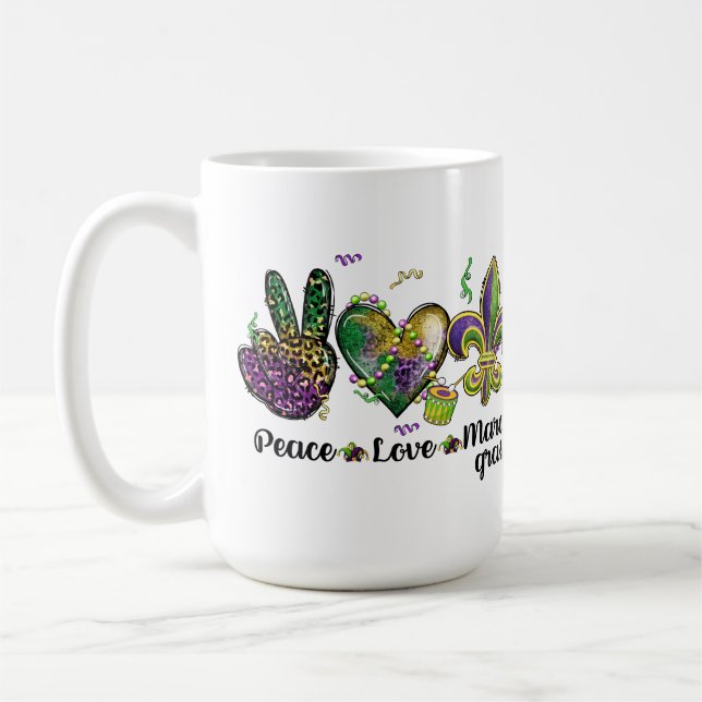 MUG PAIX AMOUR MARDI GRAS PURPLE OR VERT (Gauche)