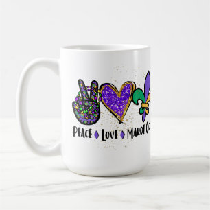 MUG PAIX AMOUR MARDI GRAS PURPLE OR VERT