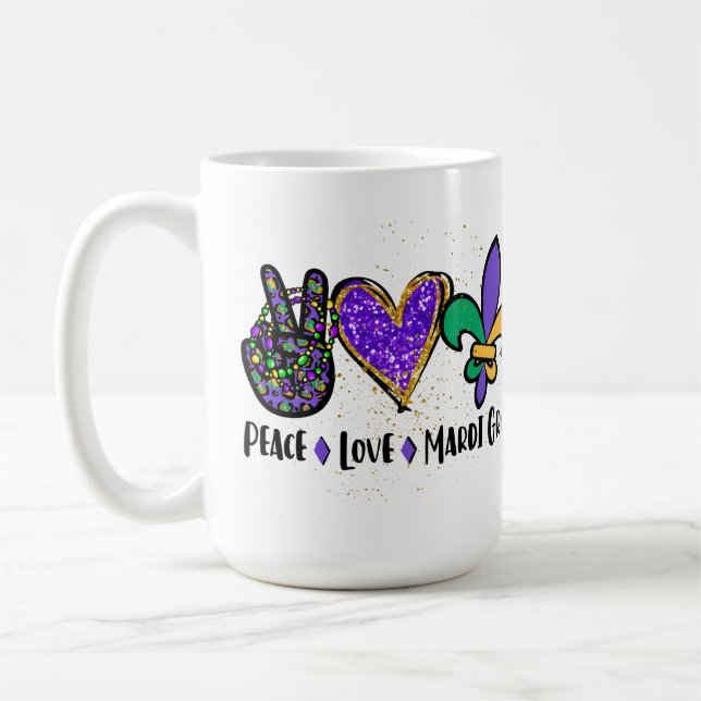 MUG PAIX AMOUR MARDI GRAS PURPLE OR VERT (Gauche)