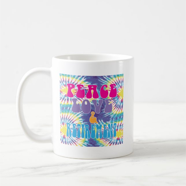 Mug Paix Amour & Retraite avec Tie Dye  (Gauche)