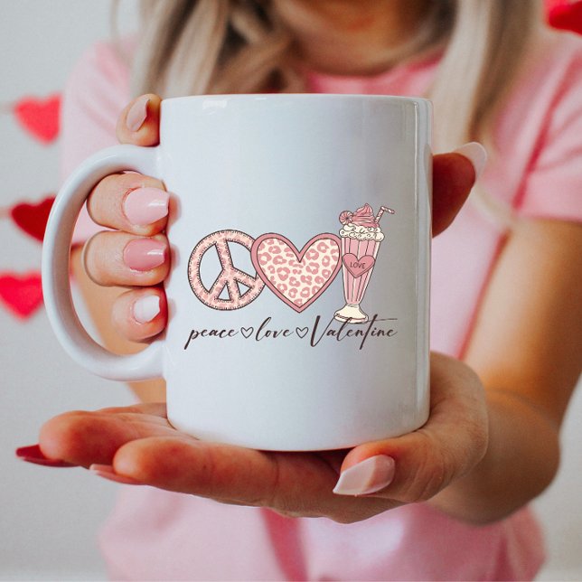 Mug Paix Amour Saint-Valentin, Milkshake Rétro  (Créateur téléchargé)