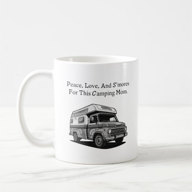 Mug Paix Amour S'mores Camping Maman Extérieur Heureux (Gauche)