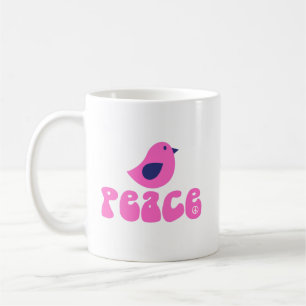 Mug Paix avec un petit oiseau dans une ambiance rétro