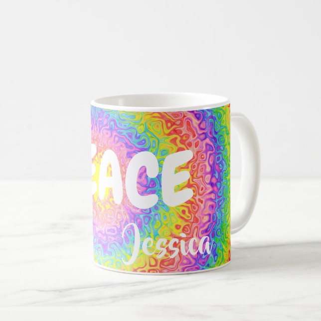 Mug Paix colorée d'arc-en-ciel personnalisée (Devant droit)