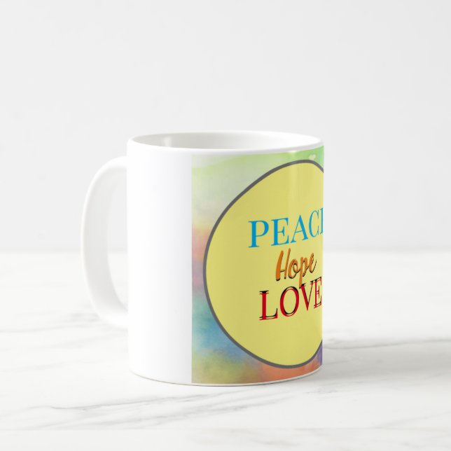 Mug Paix, espoir et amour (Devant gauche)