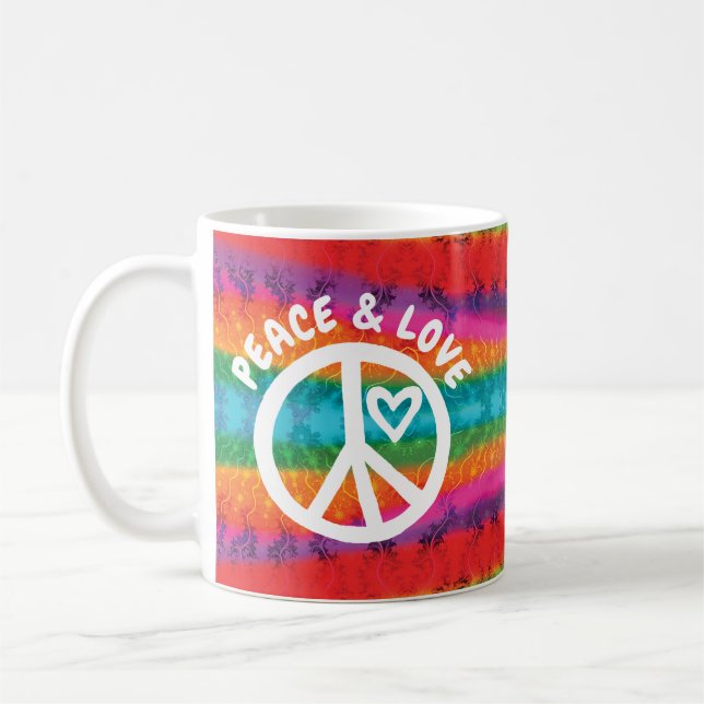 Mug Paix et amour Tie Dye Stripes (Gauche)