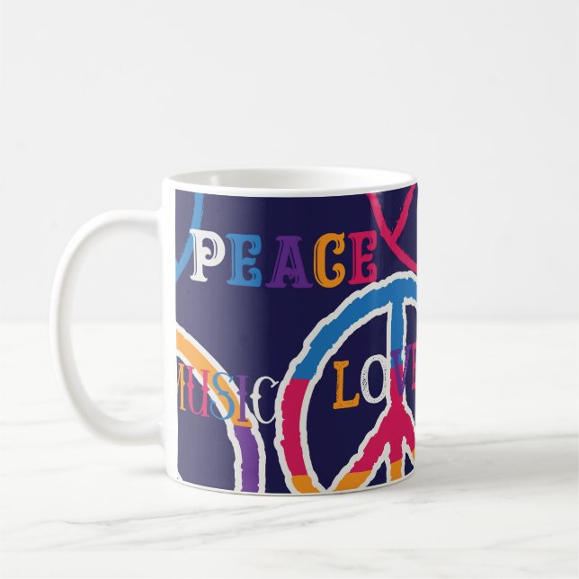 Mug Paix hippie : Conception de symboles vibrants. (Gauche)