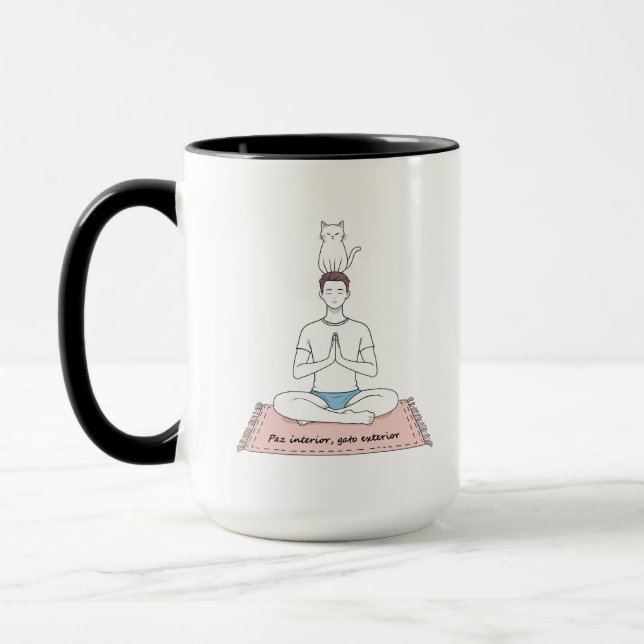 Mug Paix Intérieure, Chat Extérieur (Gauche)