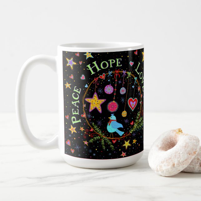 Mug PAIX joyeuse, ESPOIR, AMOUR (Avec donut)