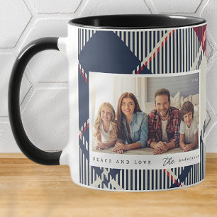 Mug Paix moderne et amour Photo de famille de Noël