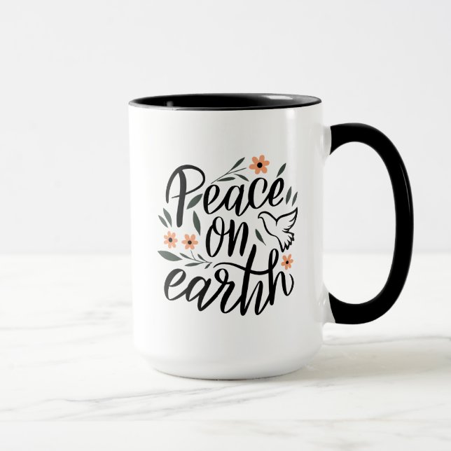 Mug Paix sur Terre Design Floral (Droite)
