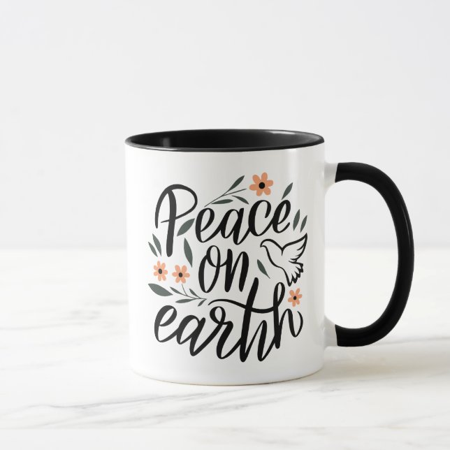 Mug Paix sur Terre Design Floral (Droite)