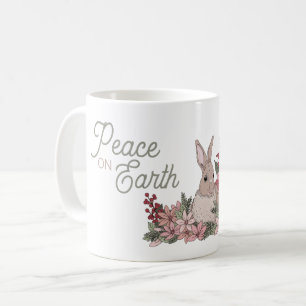 Mug Paix sur Terre Fleurs roses et lapins