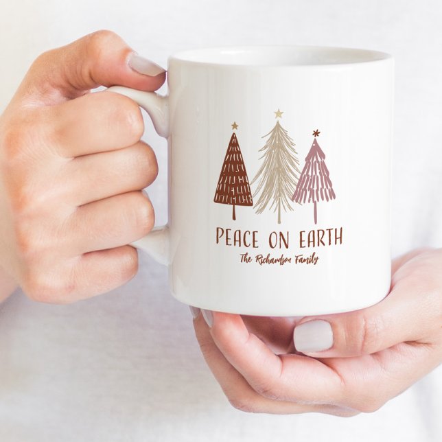Mug Paix sur Terre Joyeux Noël Arbres de neige (Créateur téléchargé)