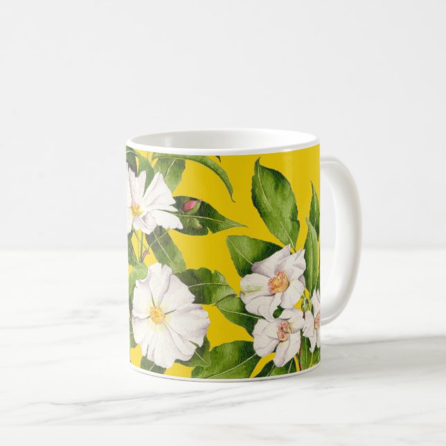 Mug 'Paix sur Terre' sur un tapis (Devant droit)