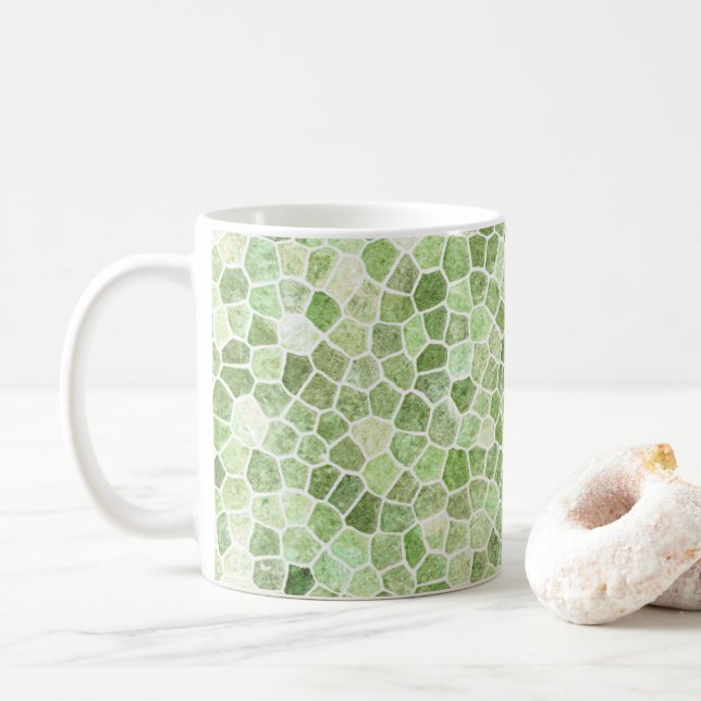 Mug Pale Green Cobble Patchwork Terrazo Motif (Avec donut)