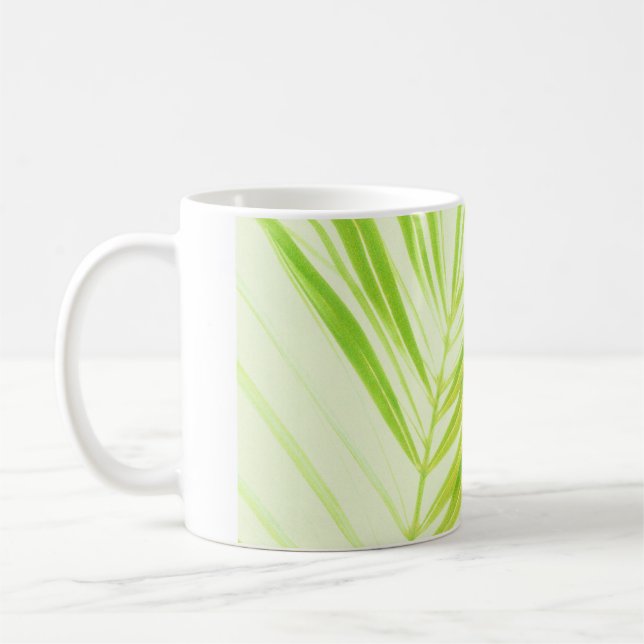 Mug Pale Green Pastel Palm Feuilles (Gauche)