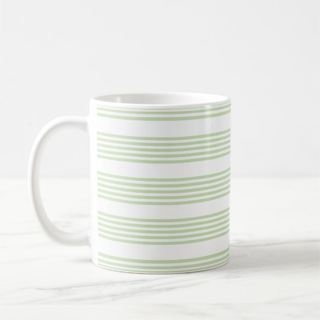 Mug Pale vert et blanc cinq bandes motif (Gauche)